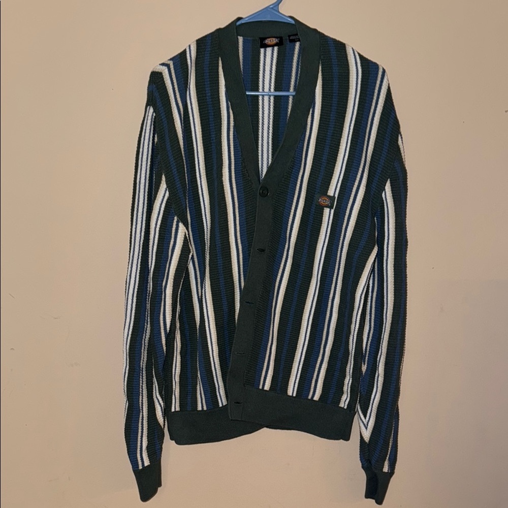 Dickies Knit Striped Cardigan with Logo Green Small